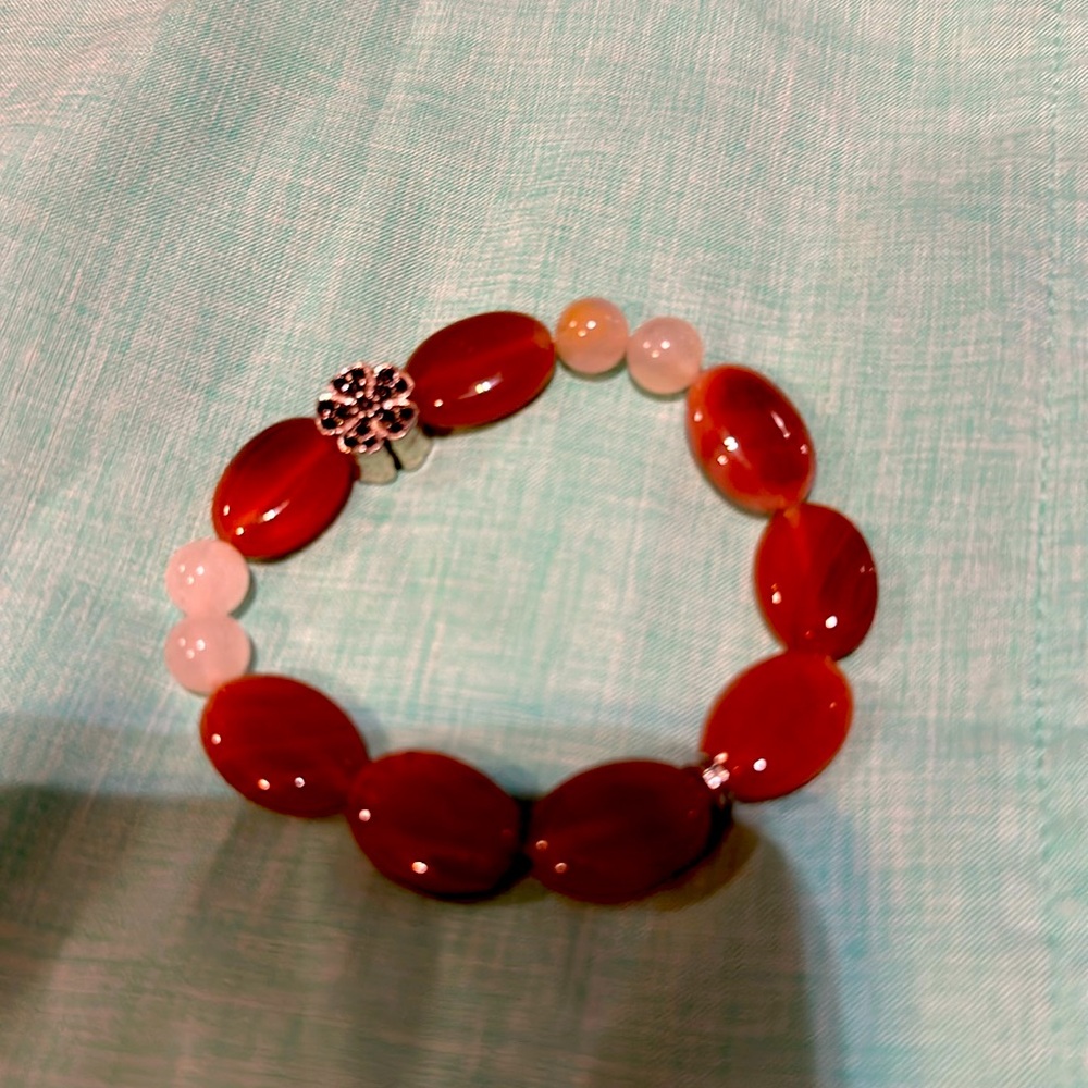 Beautiful brown with white little flower homemade bracelet